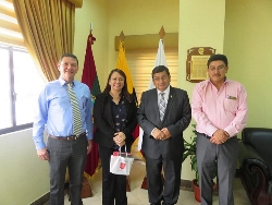 IV International Congress of Biotechnology and Biodiversity - Dr. Carlos Vásquez from Ambato University, Dr. Yelitza Colmenarez from CABI and IOBC NTRS Representative, Dr. Galo Naranjo Rector le Ambato University and Dr. Hernan Zurita Dean of Ambato University, Agricultural School, establishing new lines of collaboration in the area of Biological Control